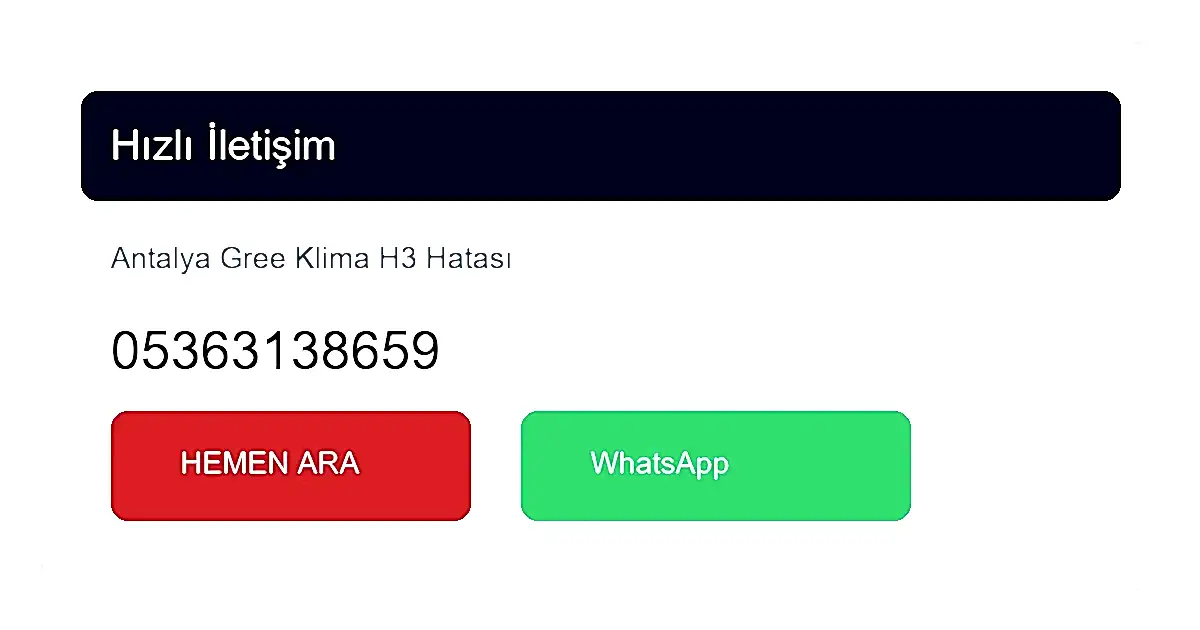 Gree klima H3 hatası için hemen arayın